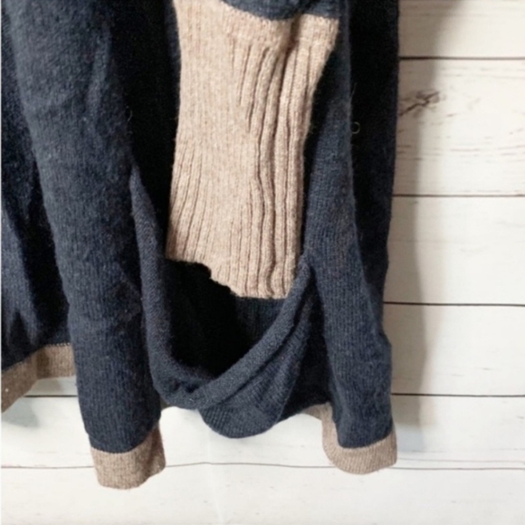 SOFT SURROUNDINGS Wool Blend Hooded Cardigan Sweater Women's Small S Blue Tan - Picture 8 of 10